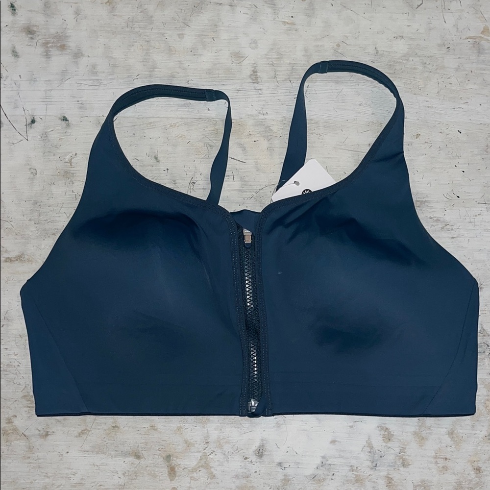 Athleta Advance Zip Front Bra NWT in Sequoia Blue | size 40C